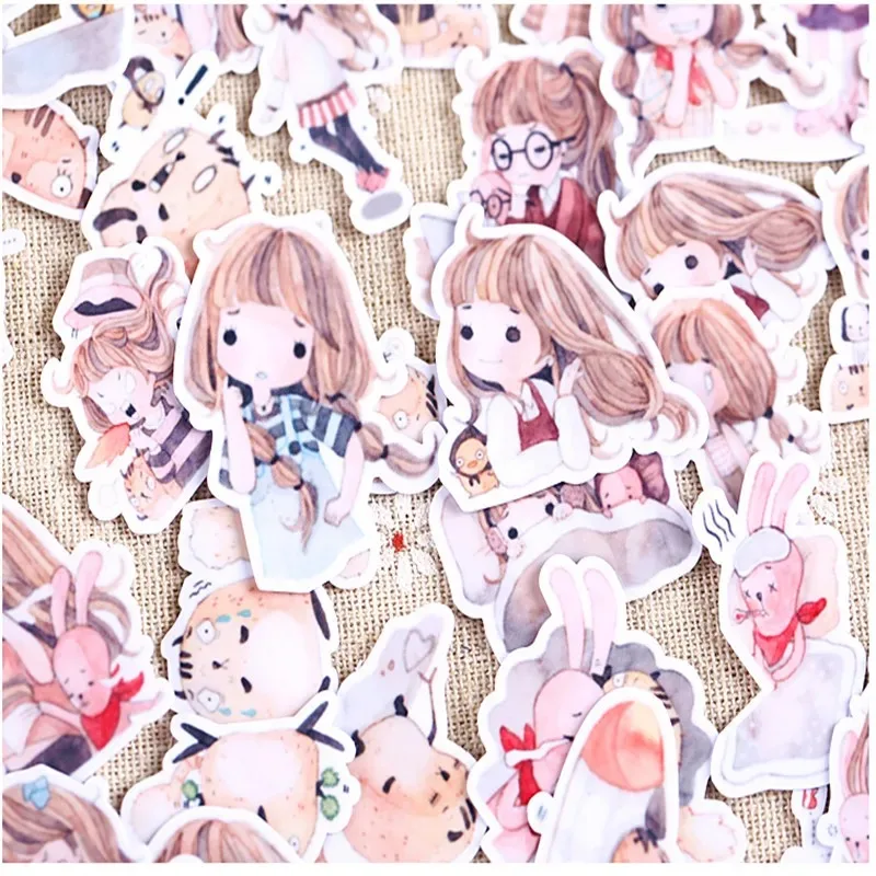 39pcs Creative Cute Self-made Watercolor Girl Scrapbooking Stickers /decorative Sticker /DIY Craft Photo Albums