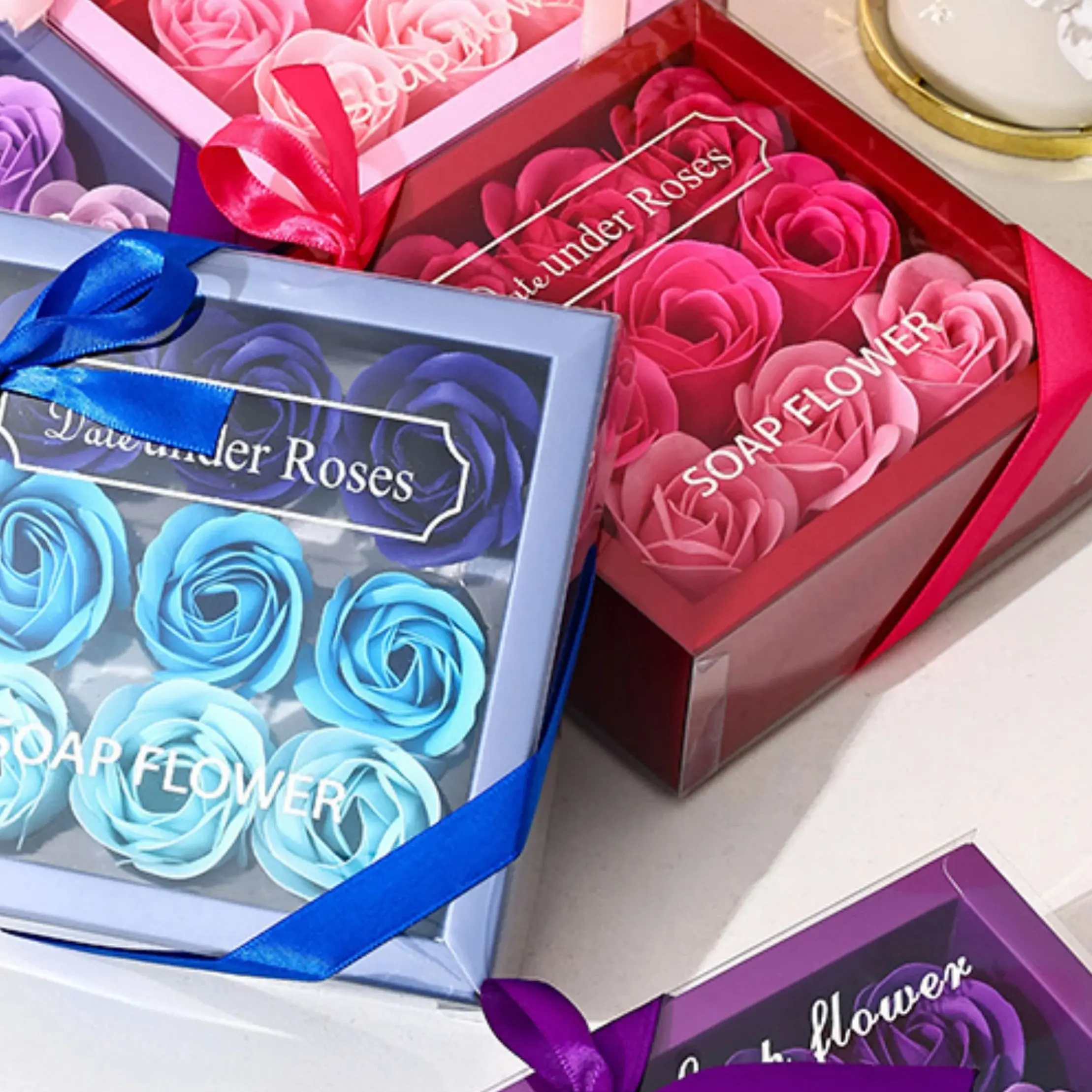 9Pcs/Box Rose Soap Flowers Gift Box Romantic Artificial Flower Valentine's Day Wedding Mother'S Day Gifts Holiday Party Decor