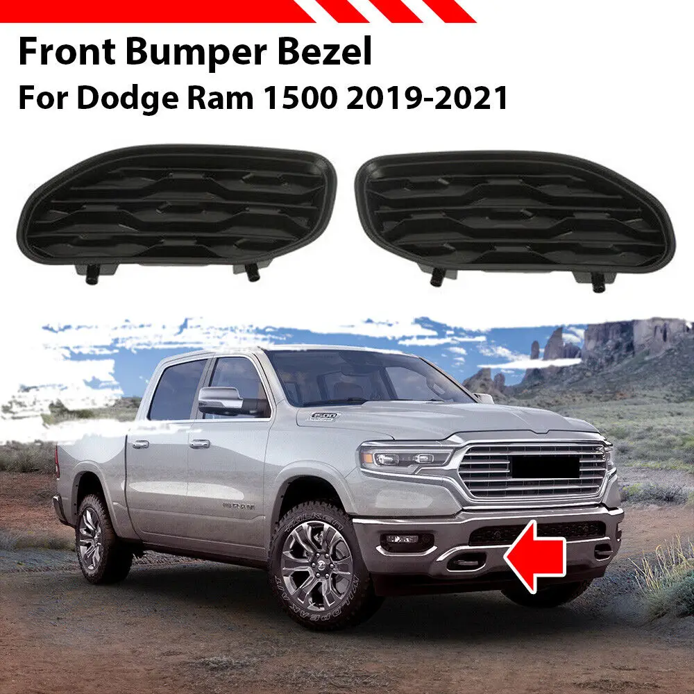 

For Dodge Ram 1500 2019-2021 Front Bumper Bezel Cover LEFT RIGHT 68414296AA Front Bumper Fog Lamp Grille Fog Light Cover