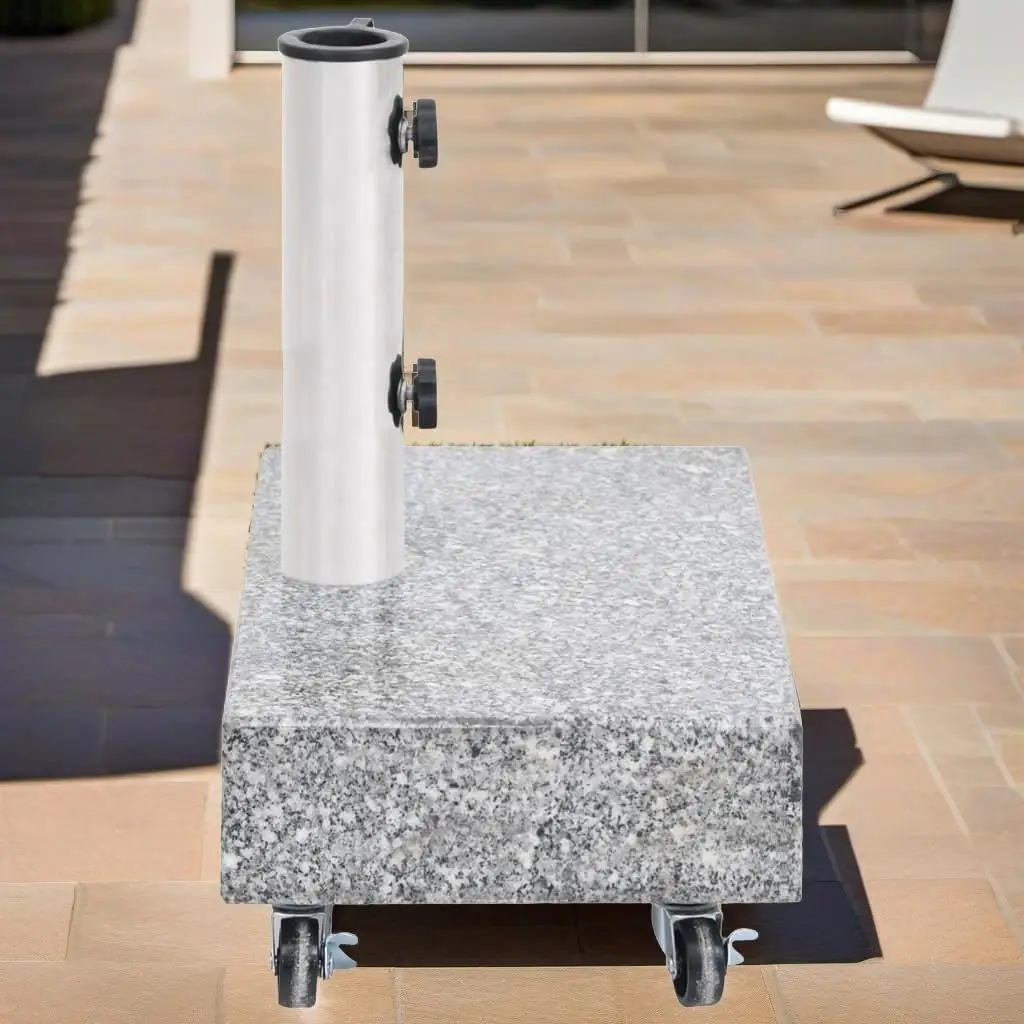 Light Gray Umbrella Base 17.7x9.8x3.3 inches - Durable Granite for Outdoor Stability