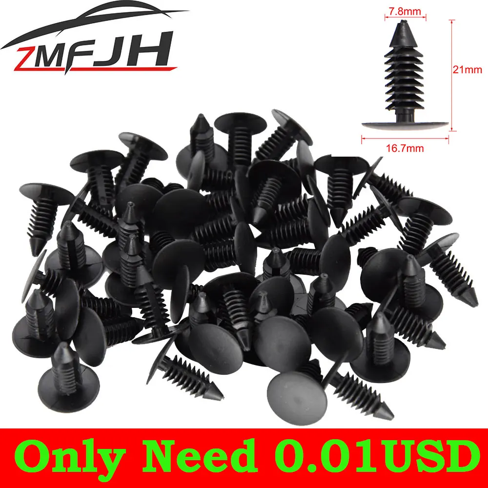 10PCS Auto Fastener Fit 8mm Hole Nylon Car Clips Fender Bumper Shield Retainer Plastic Rivet for GM Ford Chrysler Automobile