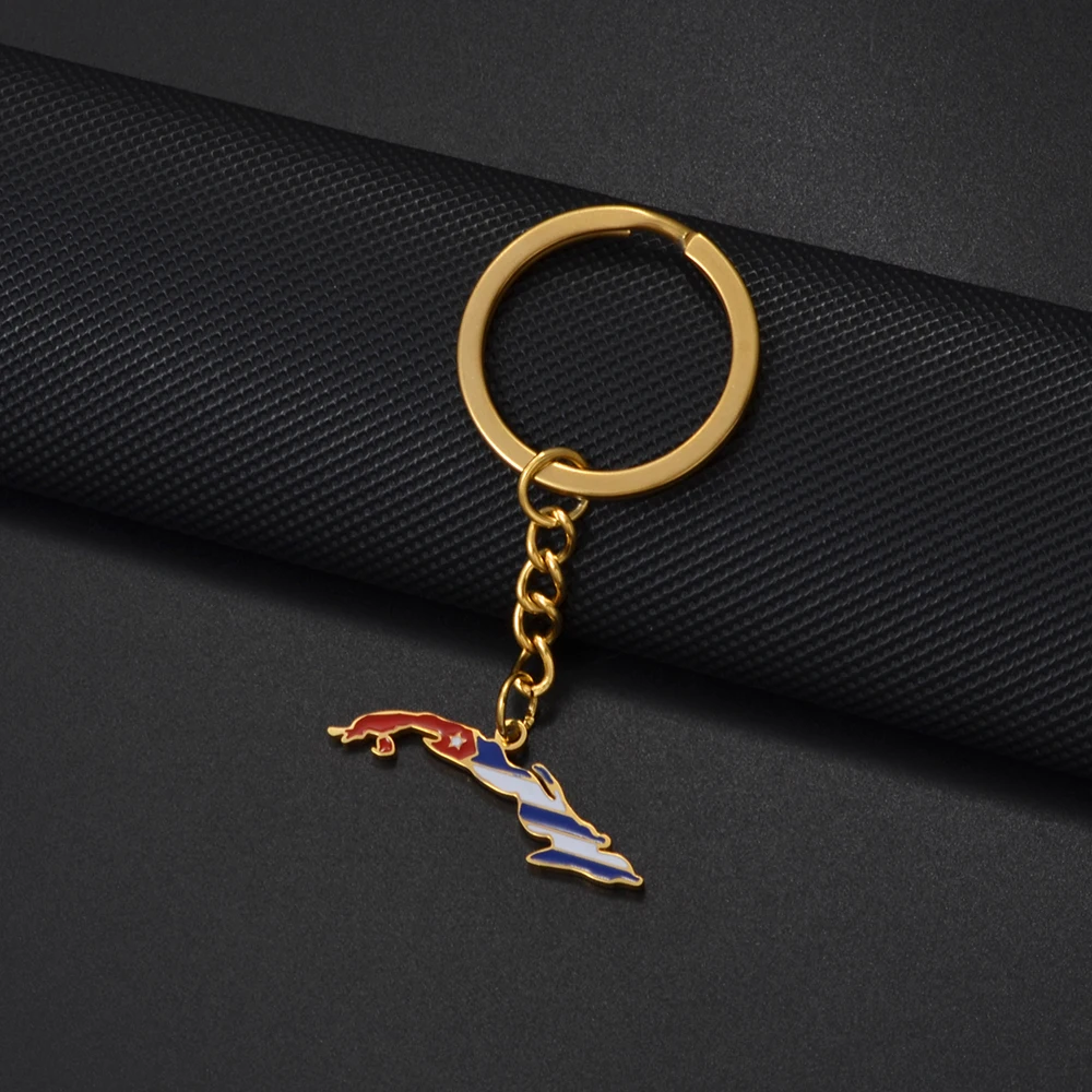 سلاسل المفاتيح كوبا خريطة العلم البرازيل الفرنسية غيانا كولومبيا غيانا الإكوادور هندوراس باراغواي بنما كيرينغ مجوهرات # ك1535