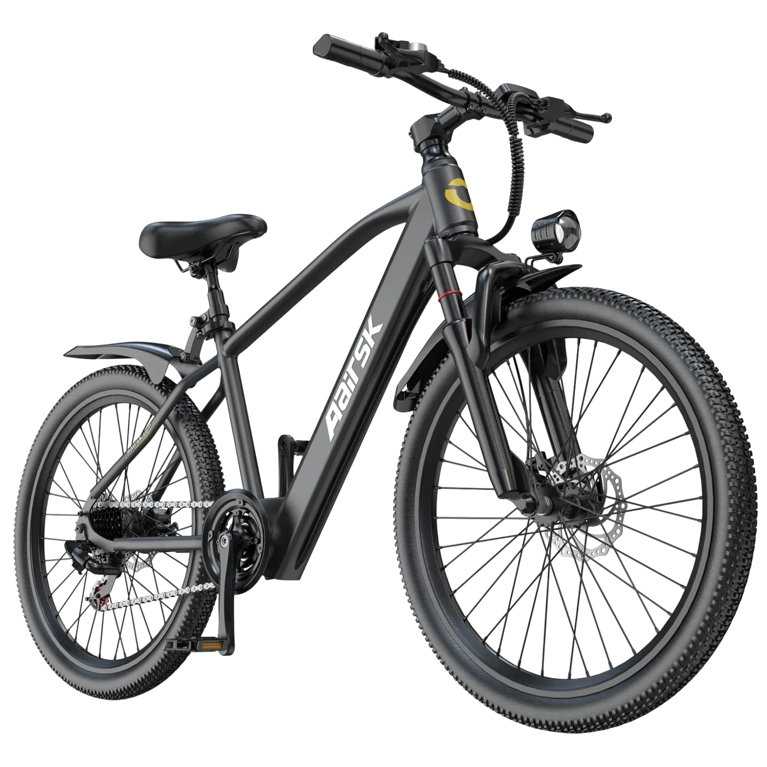 Elektrische fietsen voor volwassenen, Aairsk GT300, 250W elektrische fiets, 36V 10Ah 360Wh lithiumbatterij, 25 km/u, 7 versnellingen, afsluitbare verende voorvork, geschikt voor alle terreinen, stads-