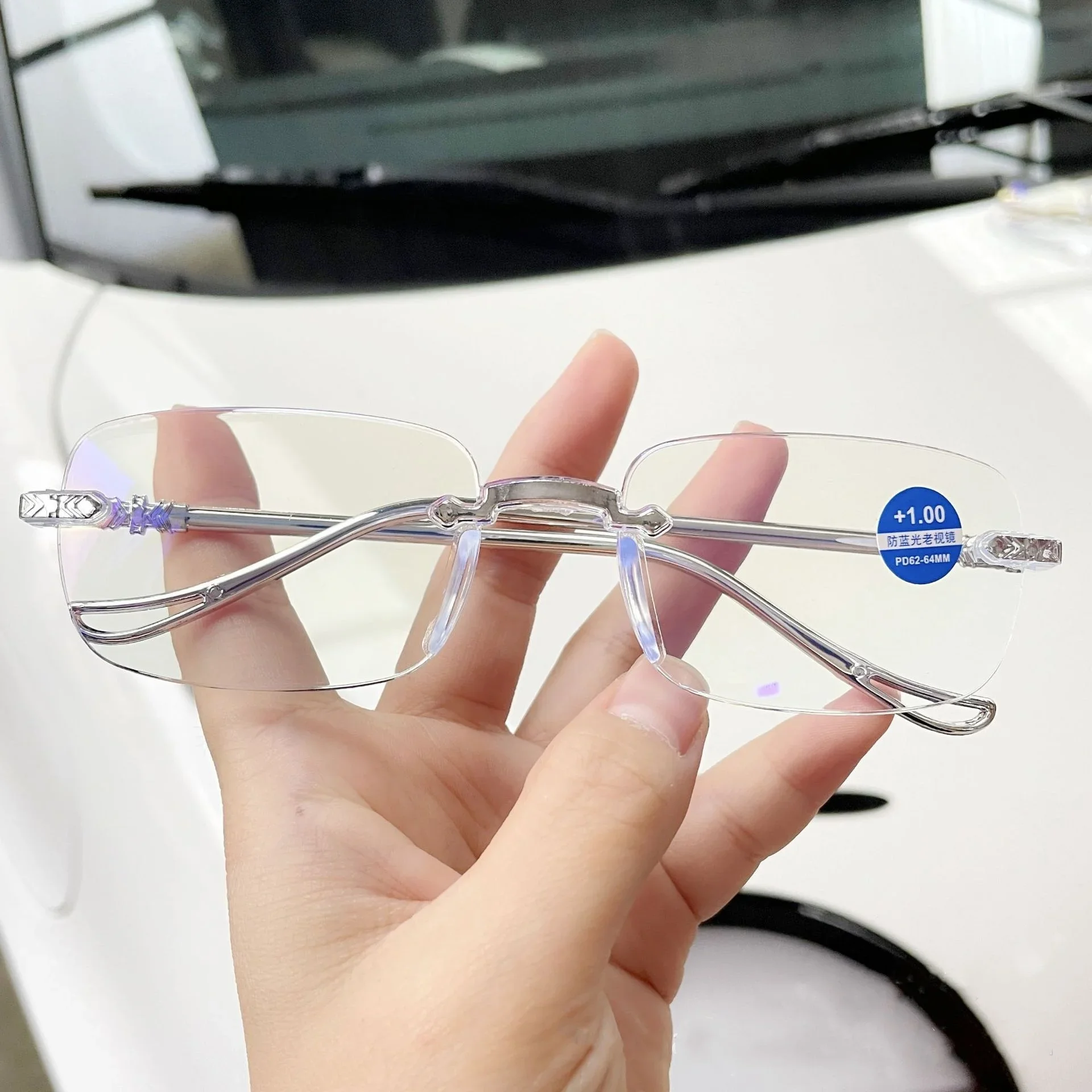 Fashion Frameless Reading Glasses Women Rimless Anti Blue Light Eyeglasses Ladies Plus Prescription Eyewear Diopter 1.0 To +4.0