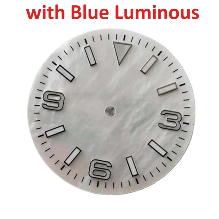 

NH35 Dial with Blue Luminous 28.5mm Black/Blue/Purple/Pink/White Watch Face Shell Watch Dial for NH35 Movement Shell Dial