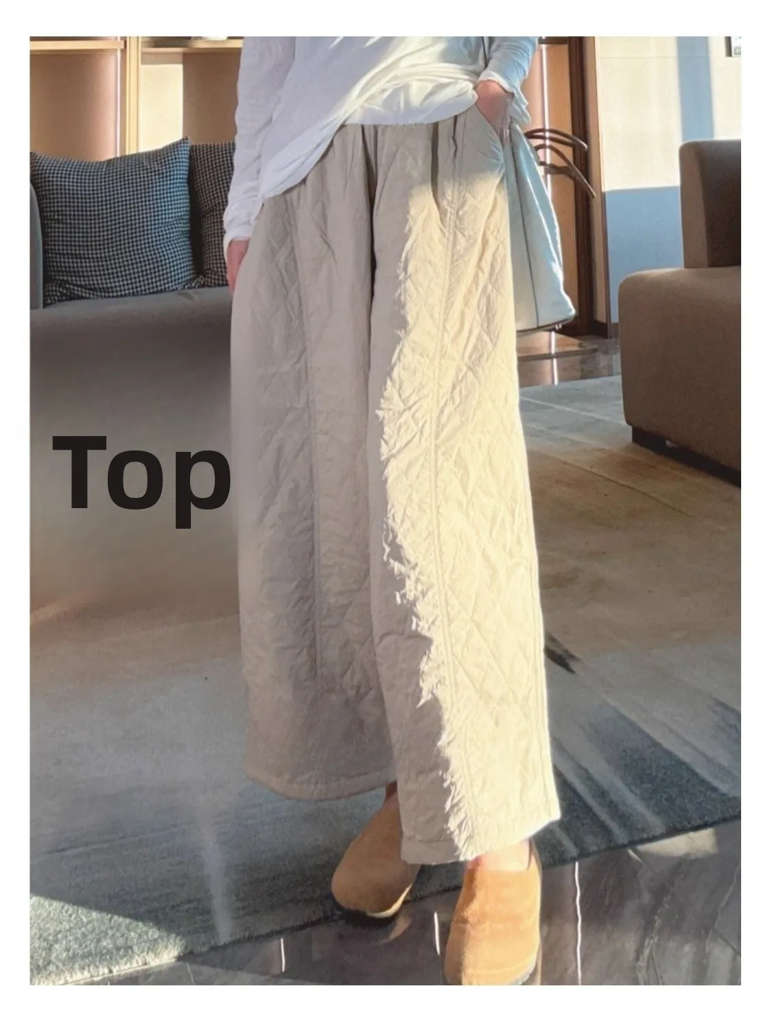 Pantaloni in cotone da donna a vita alta gamba dritta gamba larga nove punti inverno nuovi capispalla Sle pantaloni in cotone sottile