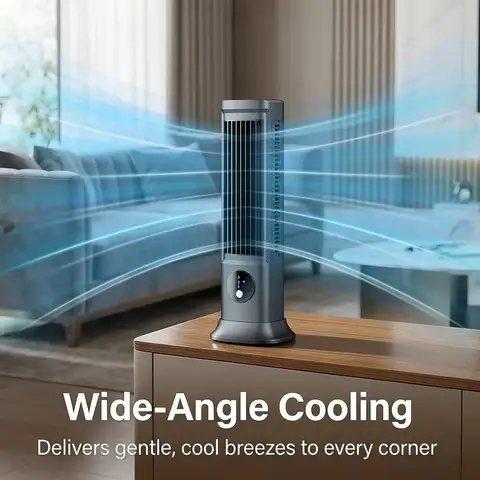 AOFEN Desktop Tower Fan, 2026 New Cross-Border Bladeless Desktop Tower Fan, Dual-Use for Desk or Floor, Air Circulation Fan for Dorm, Bedroom, Study, Living Room, Small Home Use