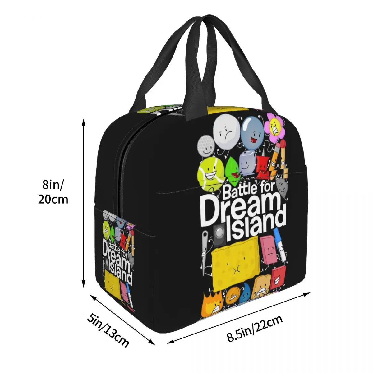 BFDI Poster Black Insulated Lunch Bag for Women Kids Leakproof Food Boxes Thermal Lunch Box Tote