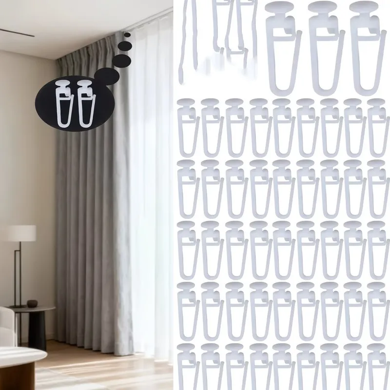 

185 шт. прочных крючков для карнизов, утолщенные, бесшумные, из гладкого пластика, для больших гостиных с потолочными шторами от пола до потолка