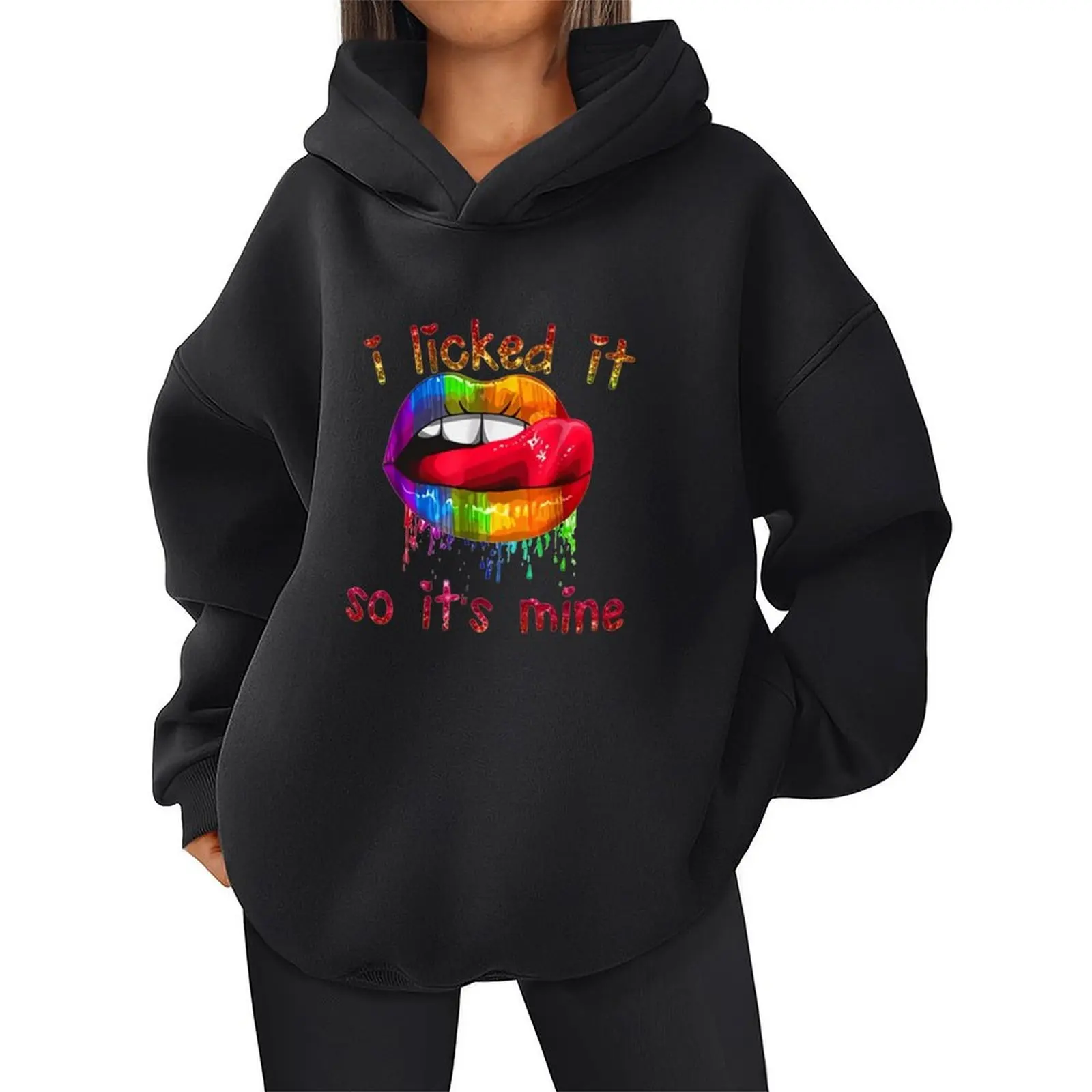 2025 بلوزات للمرأة فضفاضة هوديس الشتاء عادية الليمون المطبوعة مريحة الإناث طويلة الأكمام بلايز كنزة بمقاس كبير