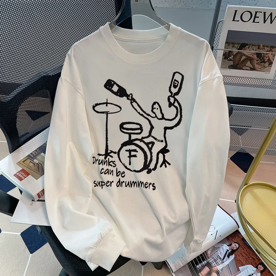 

Креативная футболка унисекс из чистого хлопка с длинным рукавом, больших размеров, американский бренд, модная молодежная модель с защитой от солнца