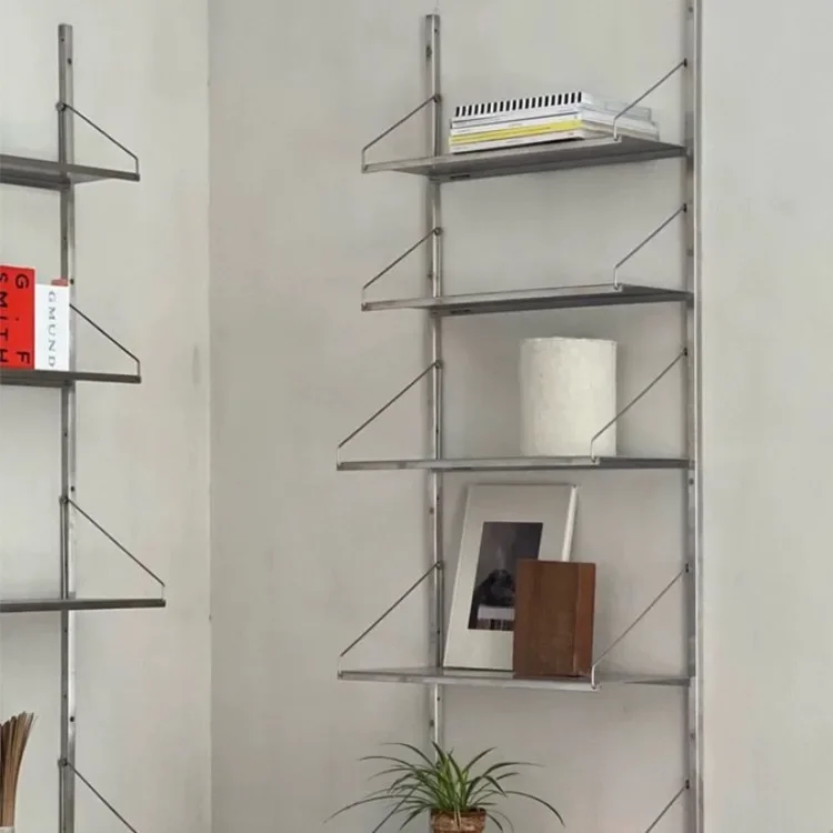 

one-word baffle storage display rack Living room wall bookshelf bag rack wall rack stainless steel laminate metal