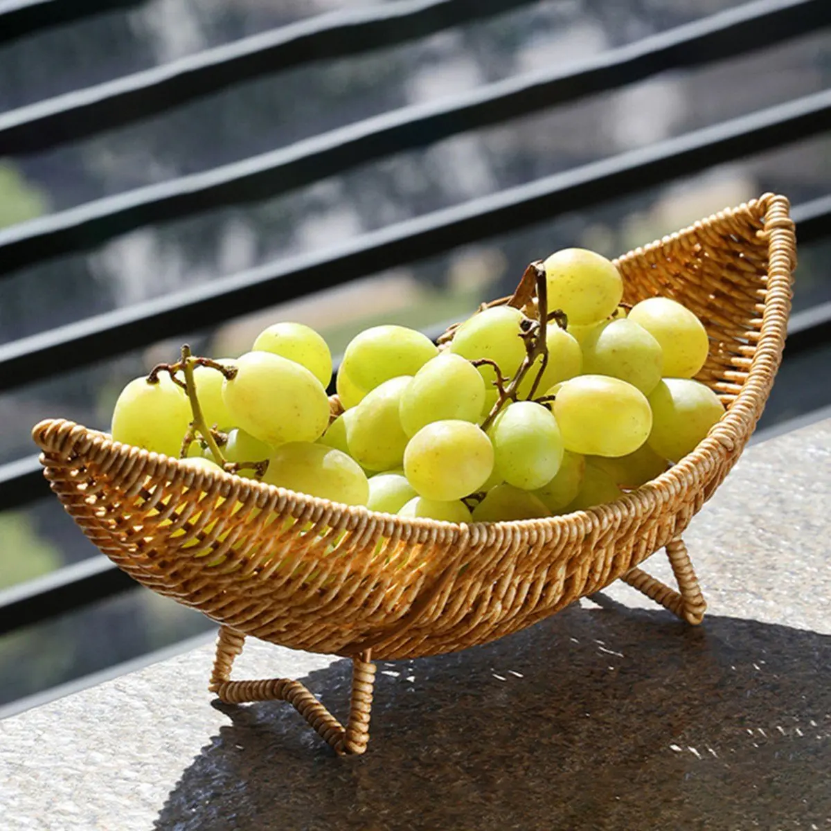Imitation Rattan Baskets Bread Fruit Wicker Serving Tray Handwoven Plate Tray French Fries Boats Storage Bowls Platte
