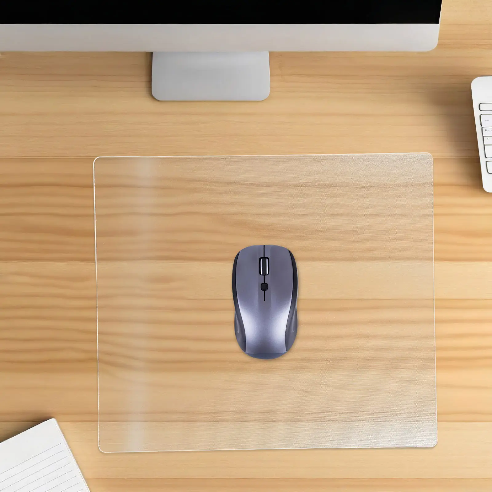 Gaming Mouse Pad Transparent Glass Desk Mousepad 400x450mm Clear Low Friction Surface Office Workstation Gaming Accessories