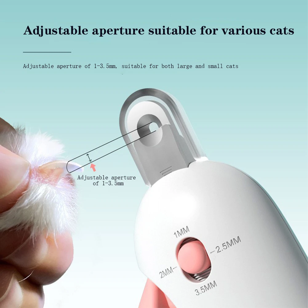 Cat Dog Nail Clippers Adjustable Hole Pet Claw Trimmer With Slide Lock Hidden Nail File Grooming Tool For Small Animal