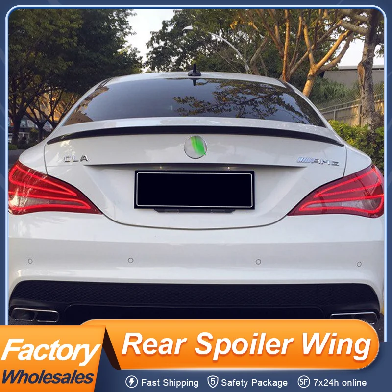 

For Mercedes Benz CLA W117 CLA45 180 200 250 260 13-19 Rear Trunk Lid Car Spoiler Wing Ducktail Lip ABS Material Black Carbon