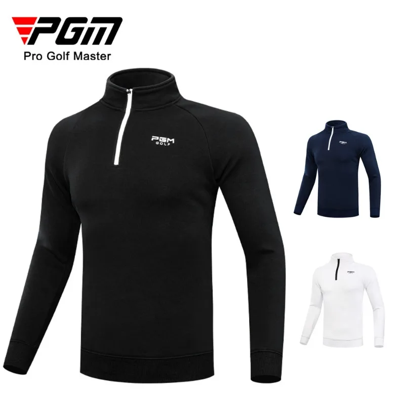 PGM Men's Fleece Lined Golf Pullover Winter Thermal Long Sleeve Quarter Zip Shirt Warm Stretch Base Layer Golf Training Top
