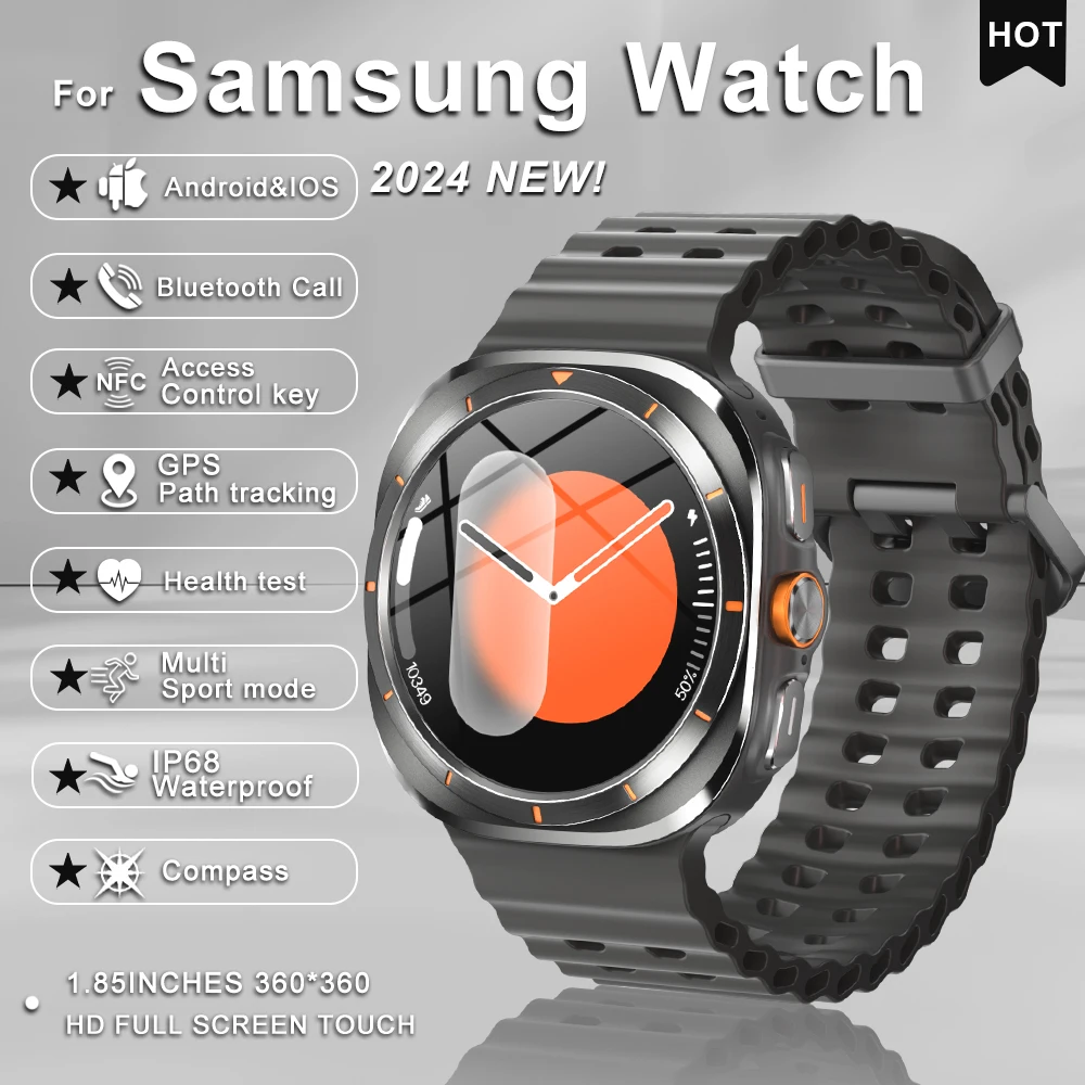 

For Samsung Galaxy Watch 7 Ultra New GPS Track Smart Watch Men AMOLED Always Display Clock BT Talk NFC Sport Smartwatches Women