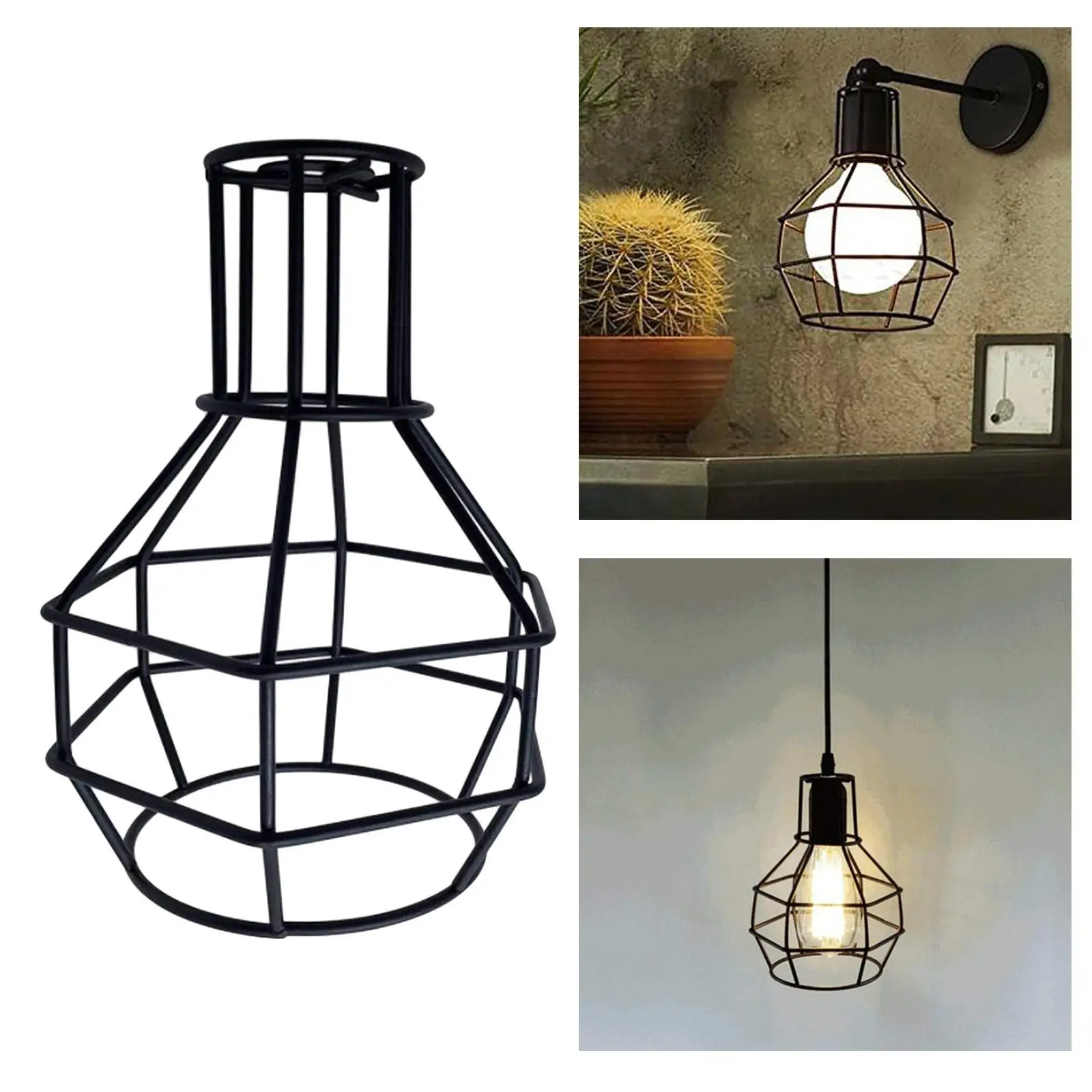 Fityle European Style Wire Cage Shaped Hanging Pendant Light Shade