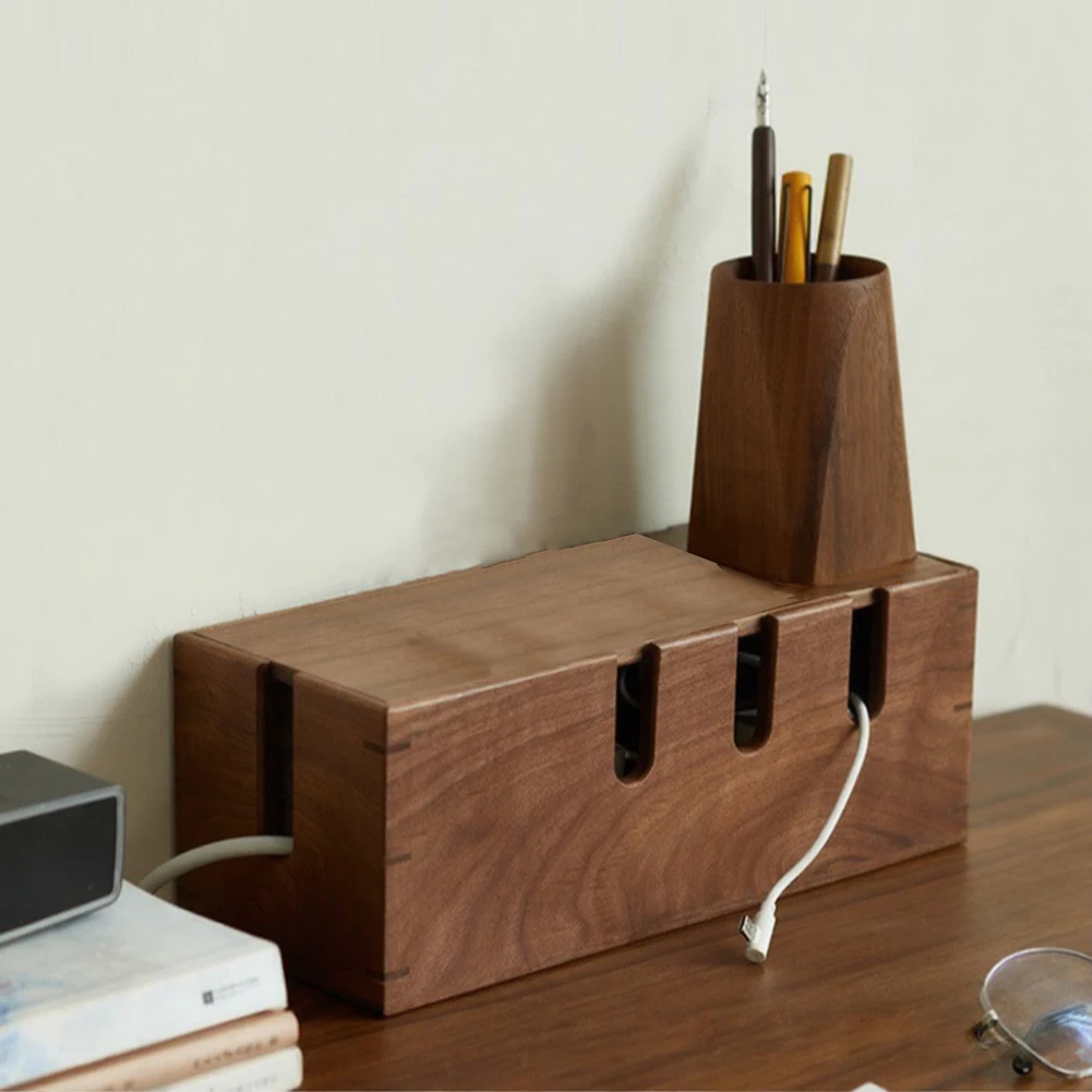 

Ступица для хранения шнуров и устройств из цельного дерева, организация проводов в стиле, многофункциональная деревянная коробка для дома или офиса