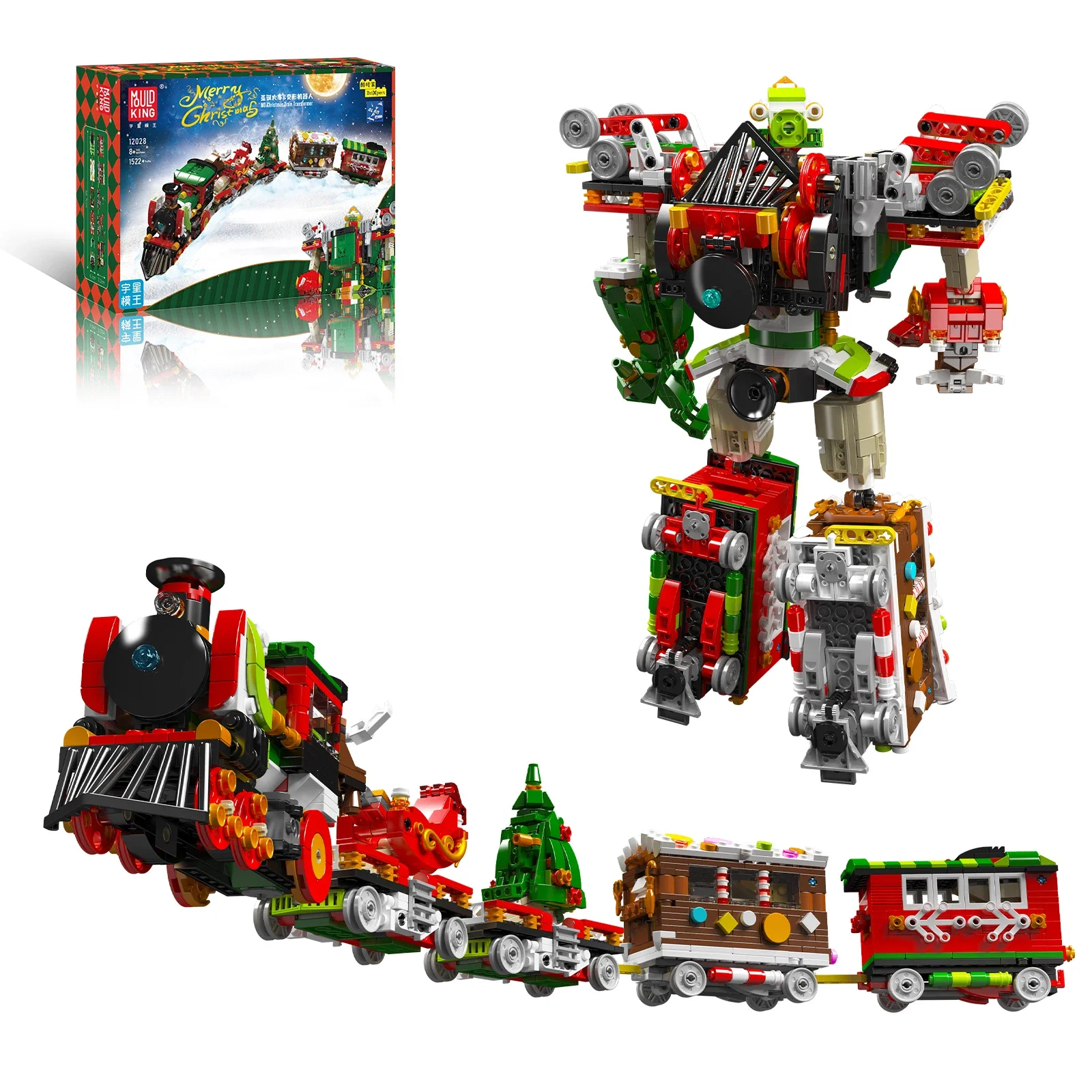 

Mould King 1522PCS Christmas Train Transforming Robot Building Blocks Diesel Locomotive Track Series Assembly Toy Xmas Gifts