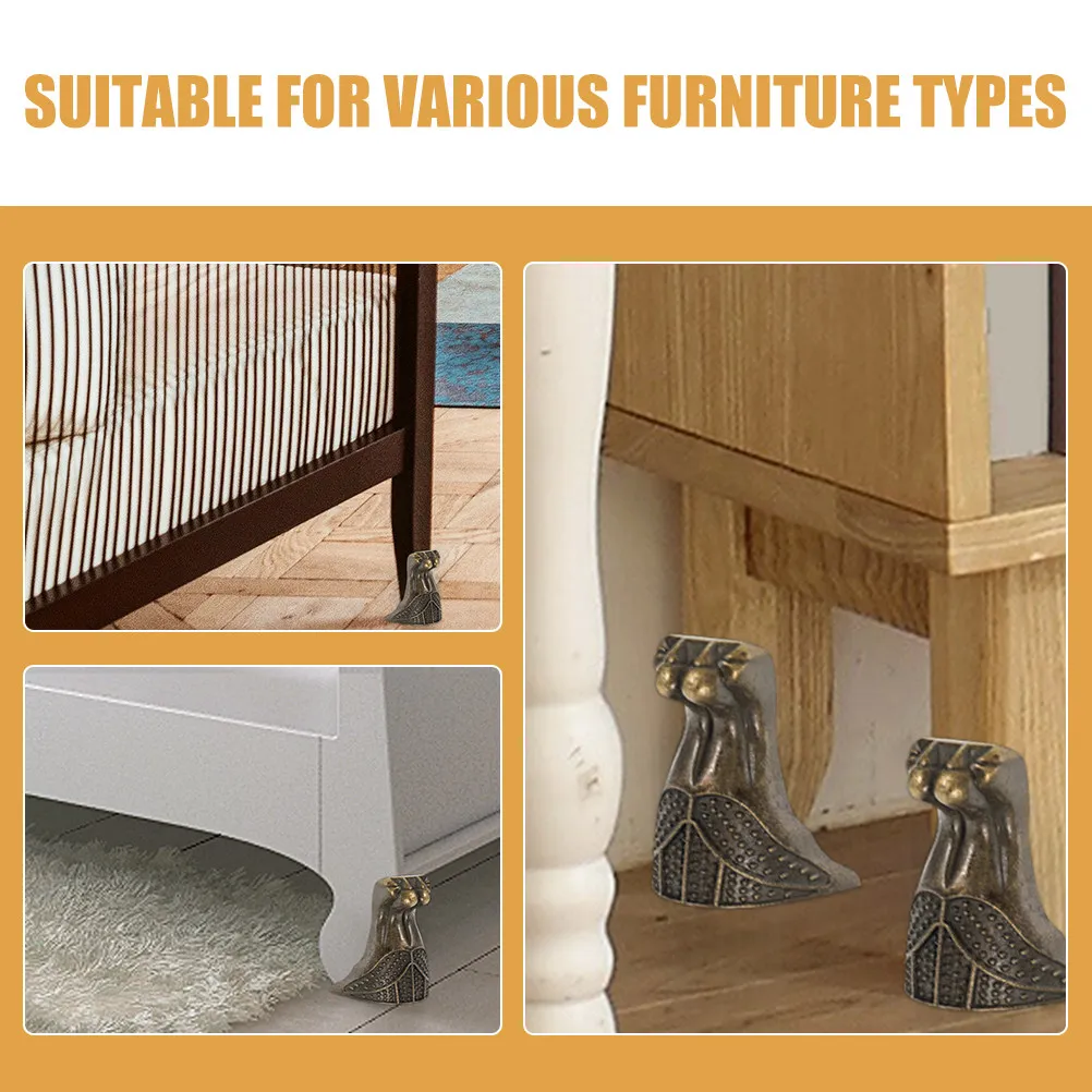 6Pcs Furniture Decorative Corner Brace Vintage Style Support Legs for Wooden Boxes Tables Chairs Protection Metal Legs for Table