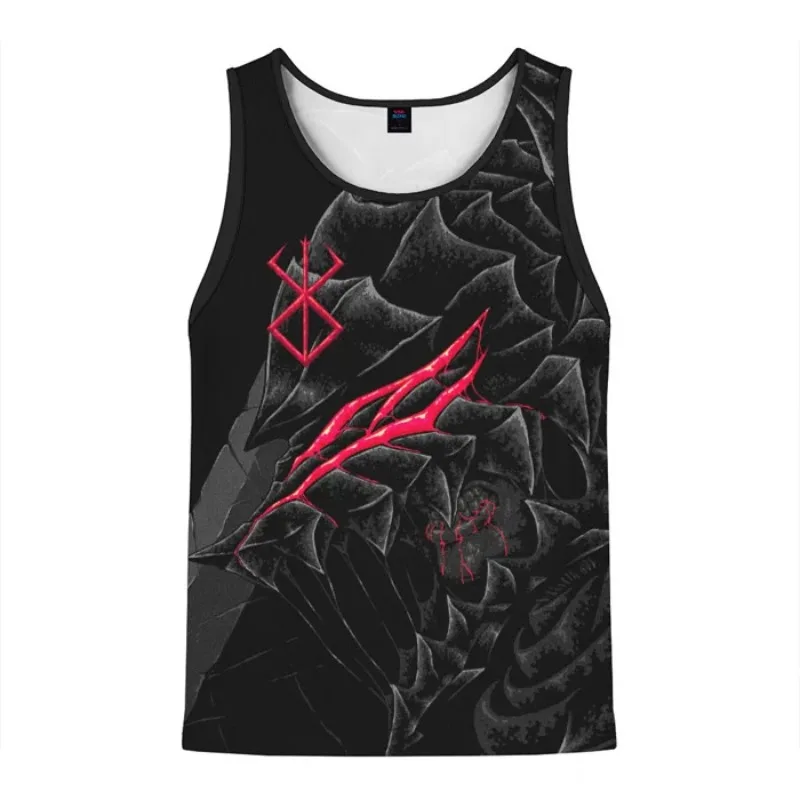 New Stylish Men's Fitness Vests Anime Berserk 3D Printed Sleeveless Tank Top Summer Oversized Gym Muscle Men Sports Top Clothing