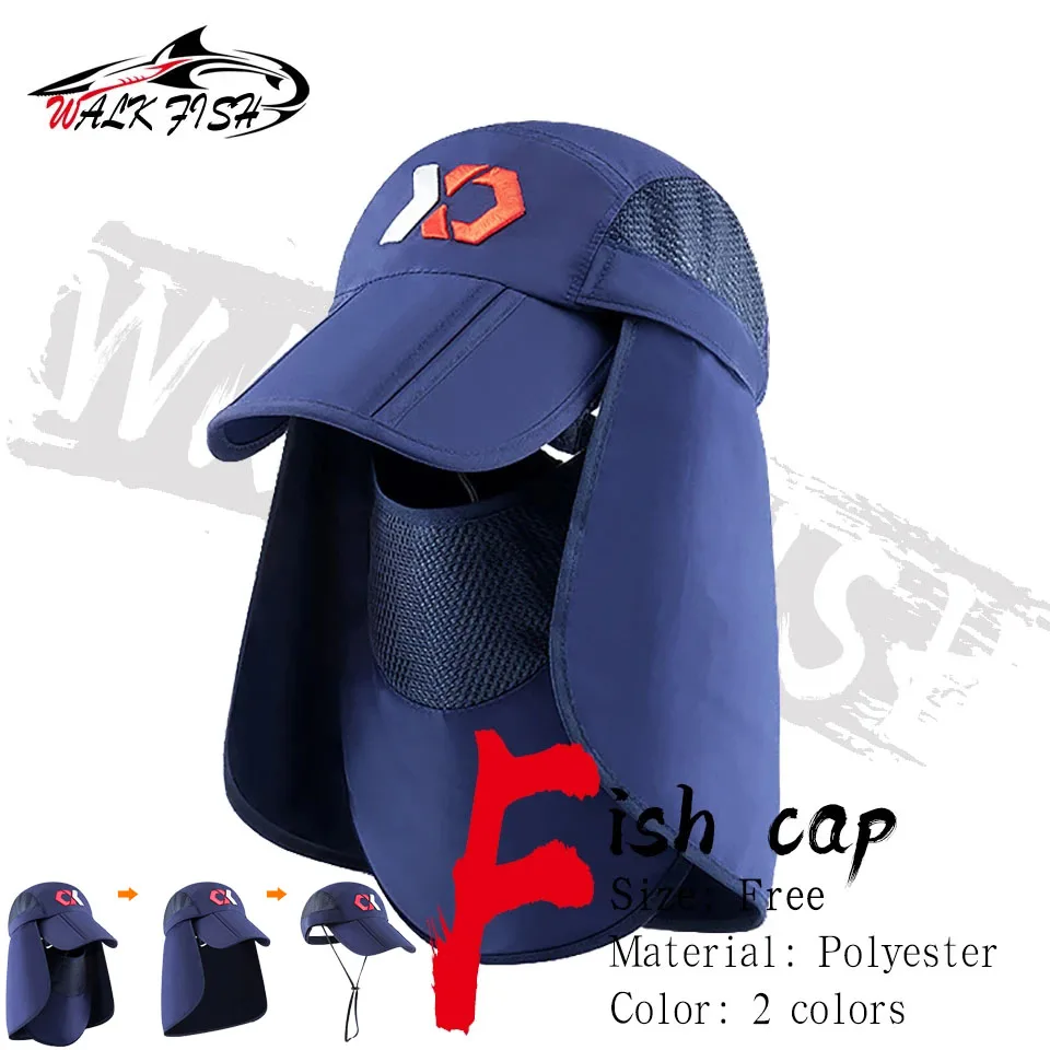 WALK FISH Unisex Fishing Hat Sun Visor Cap Hat Outdoor Sun Protection with Removable Ear Neck Flap Cover for Hiking Camping Boat