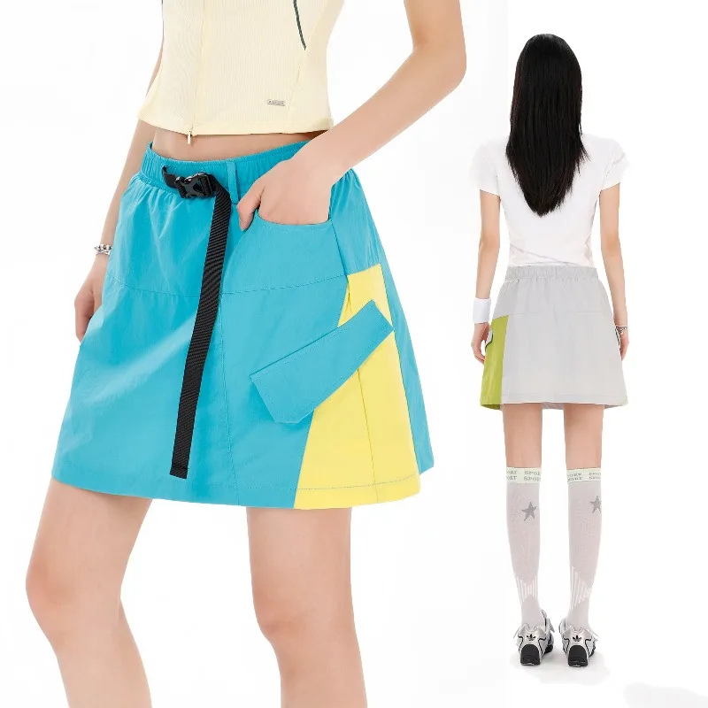 Women's Water-Repellent Moisture-Wicking A-Line Skirt with Inner Shorts – Lightweight Low-Waist  Multi-Pocket Design