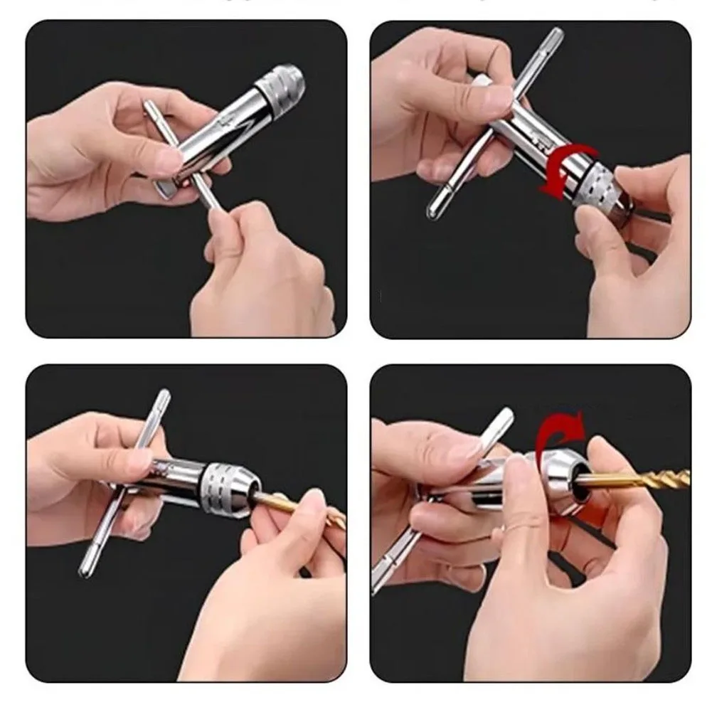 

Экстрактор шестигранных винтов Регулируемый инструмент для метчика Накатный патрон Совместимость для левого метчика Многоразмерная совместимость для разверток