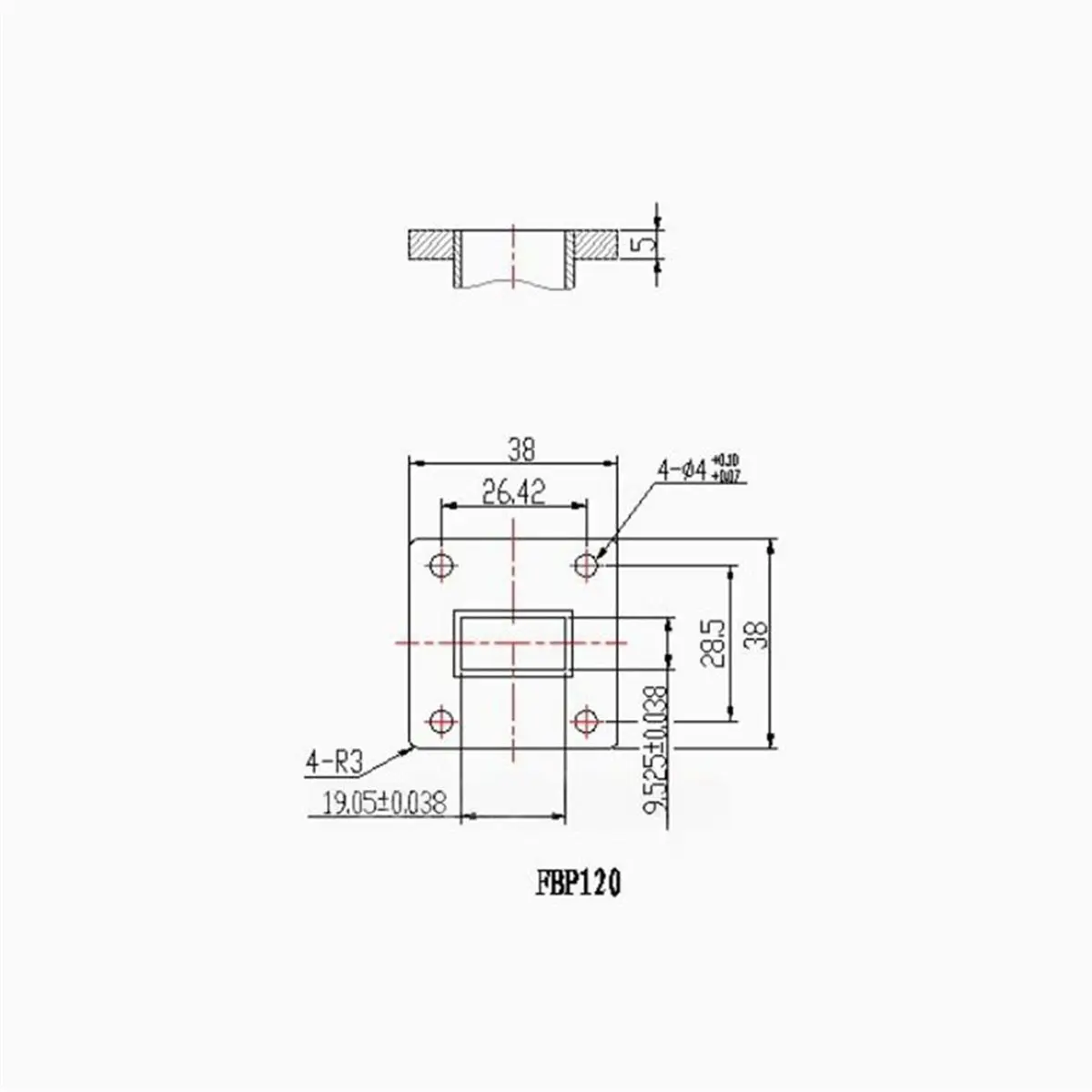 BJ120 (WR75) Waveguide to Coaxial Transition 9.84-15GHz Low VSWR Less than 1.2, for Test Setups