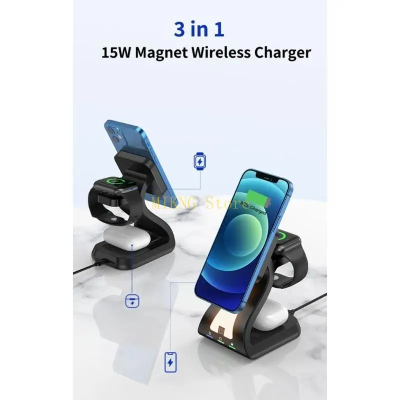 ملمس ABS اللاسلكي المغناطيسي مناسبة لمشاهدة الهاتف Fast 15W Fast 15W شحن في الليل أفضل بيع