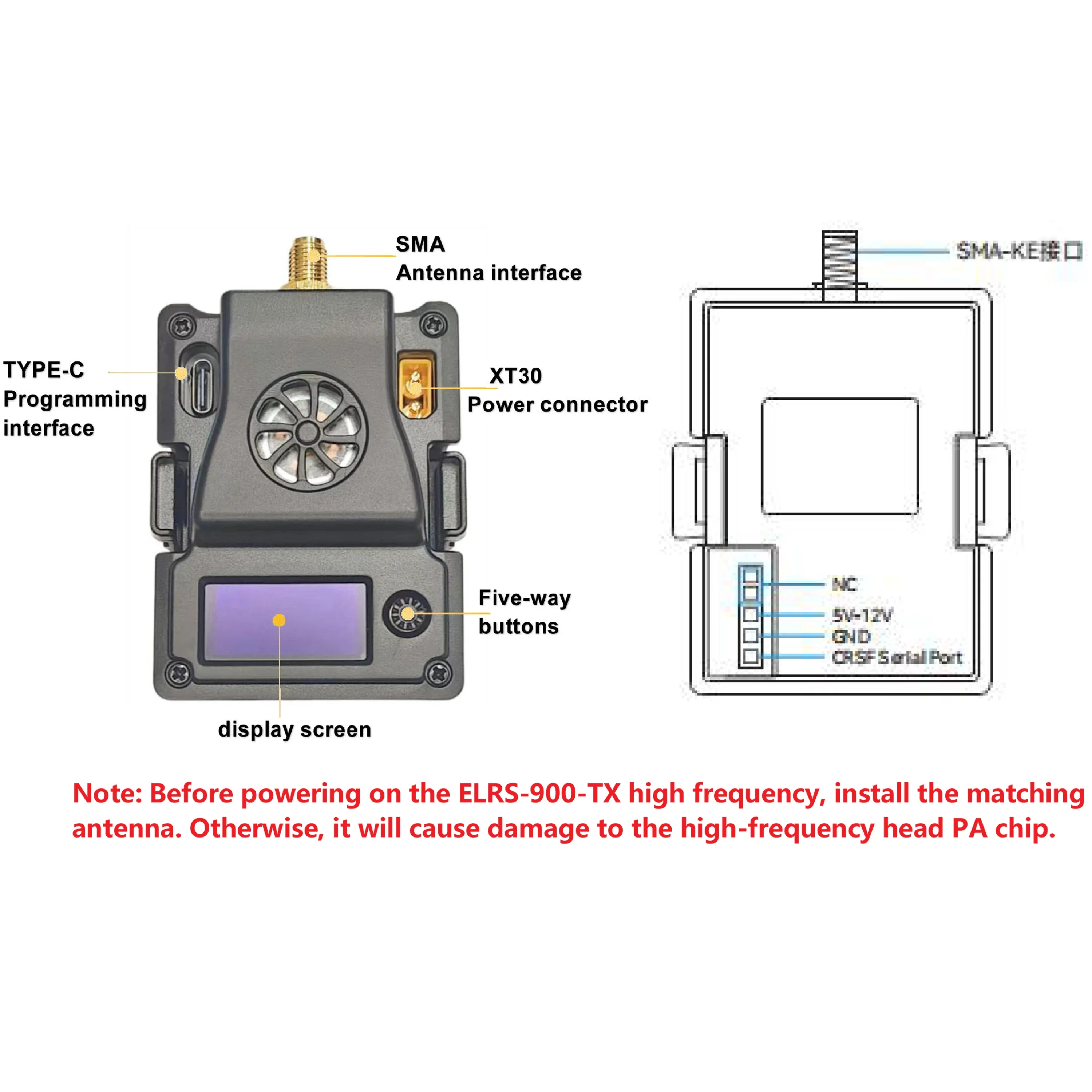 ELRS 915MHz TX وحدة الارسال ExpressLRS Crossfire عالية التردد ل طويلة المدى FPV سباق الطائرة بدون طيار مولتيكوبتر كوادكوبتر