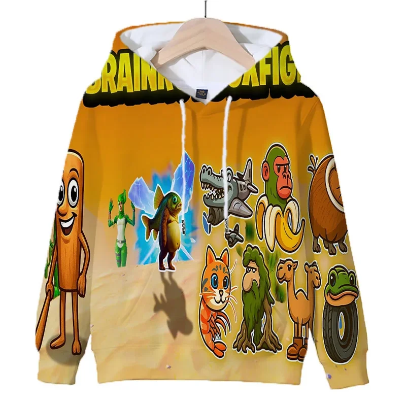 سترة أطفال إيطالية Brainrot ملابس أطفال ممتعة بنمط لعبة Bombombini Guzini بقلنسوة فضفاضة للرجال والنساء بلوفرات رائعة