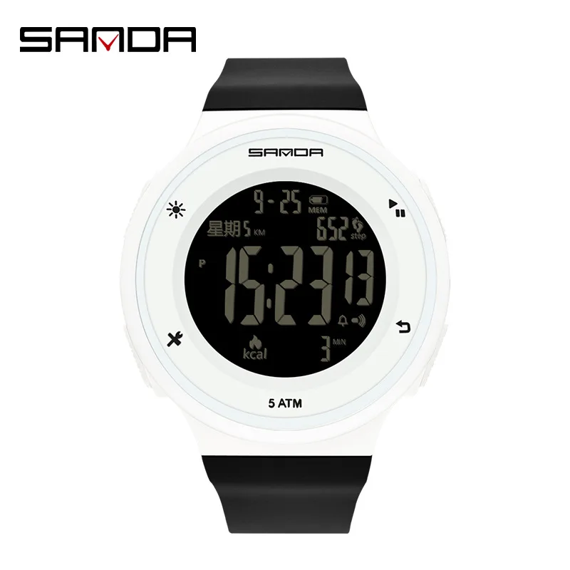 SANDA 2142 Electronic Watch Men Creative Simple Outdoors Watches Luminous Date Chronograph Digital Silicone Male Wristwatches