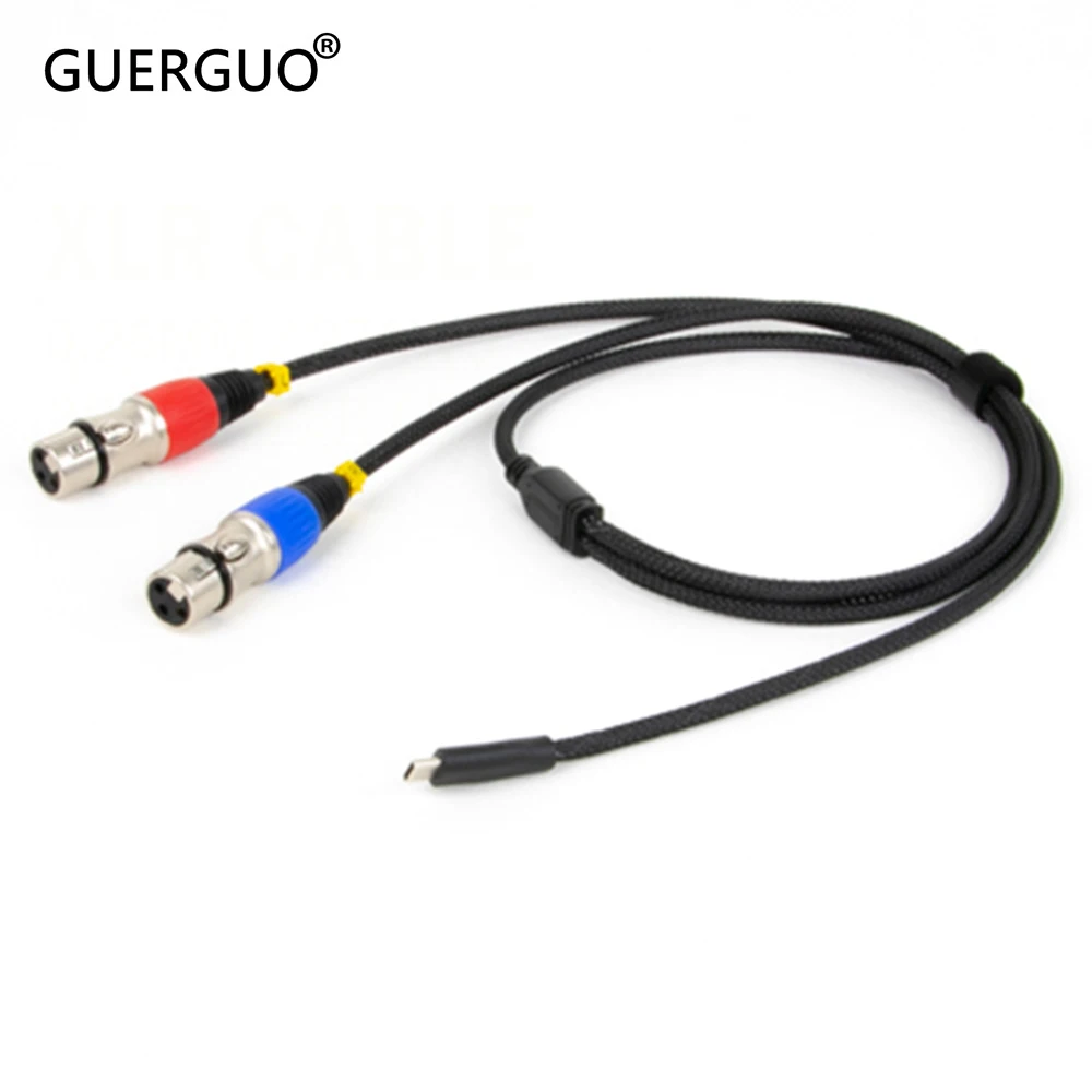 

Кабель USB C — двойной XLR, штекер типа C — 2 XLR M/F Аудиоразъема, шнур, совместимый с усилителем мощности для ПК, телефона, планшета, аудиолиния