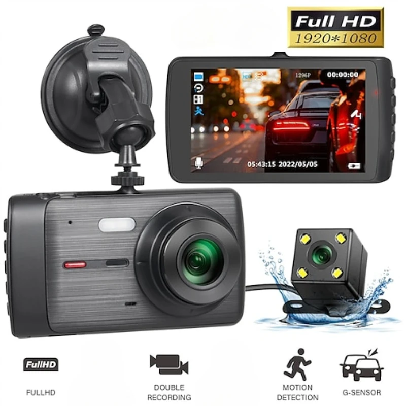 Dash Camera Cam Car 4 Inch Dashcam Parking Monitoring Full HD Black Box 1080P Dvr Night Vision Reversing Image Motion Detection