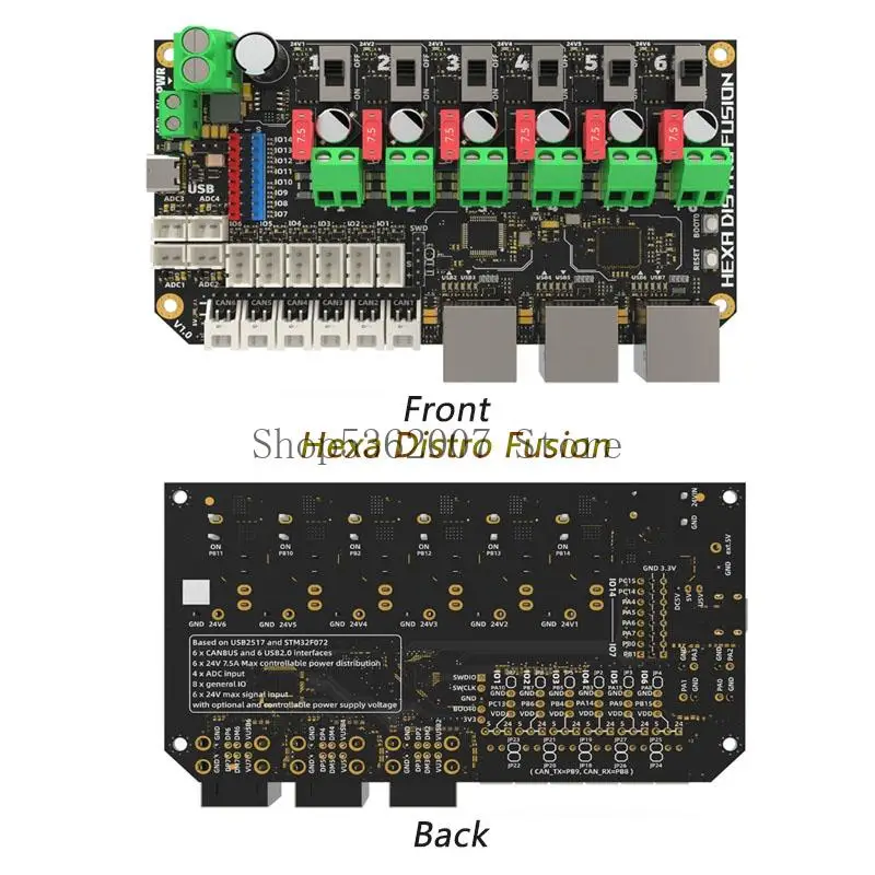 

Hexa Distro Fusions 6 Channel USB2.0 Модуль расширения с Can Bus 24V/7,5A Power 40JB