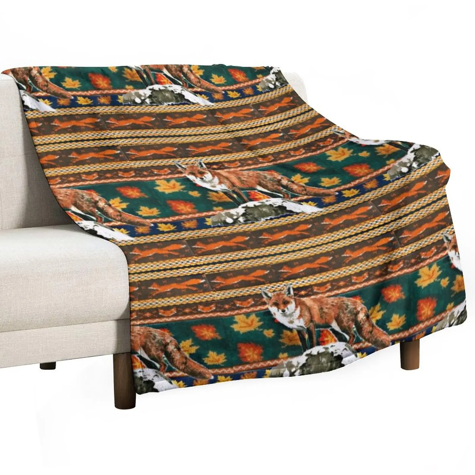 Fall Sweater Fox Throw Blanket For Sofa Thin Plush Soft Big decorative Flannels Luxury Brand Blankets