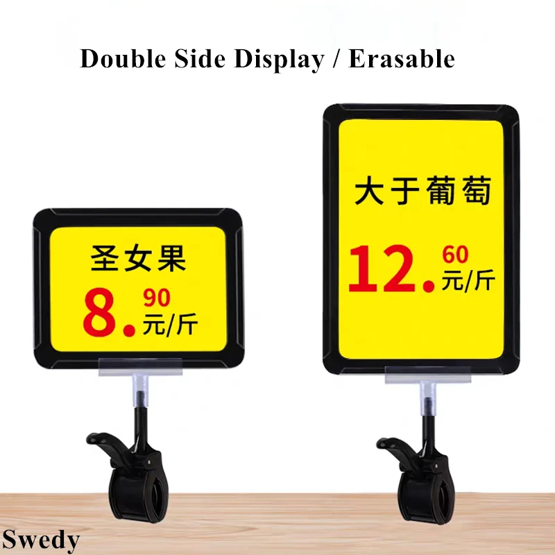 

5 Pieces A5 148x210mm Plastic Rotatable POP Clips Sign Holder Advertising Merchandise Promotion Price Label Paper Poster Frame