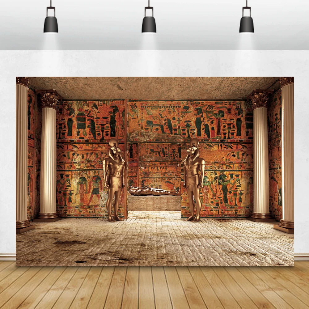 Laeacco Old Vintage Egypt Pyramid Mural Pattern Religious Interior Photo Background Photography Backdrops Photocall Photostudio