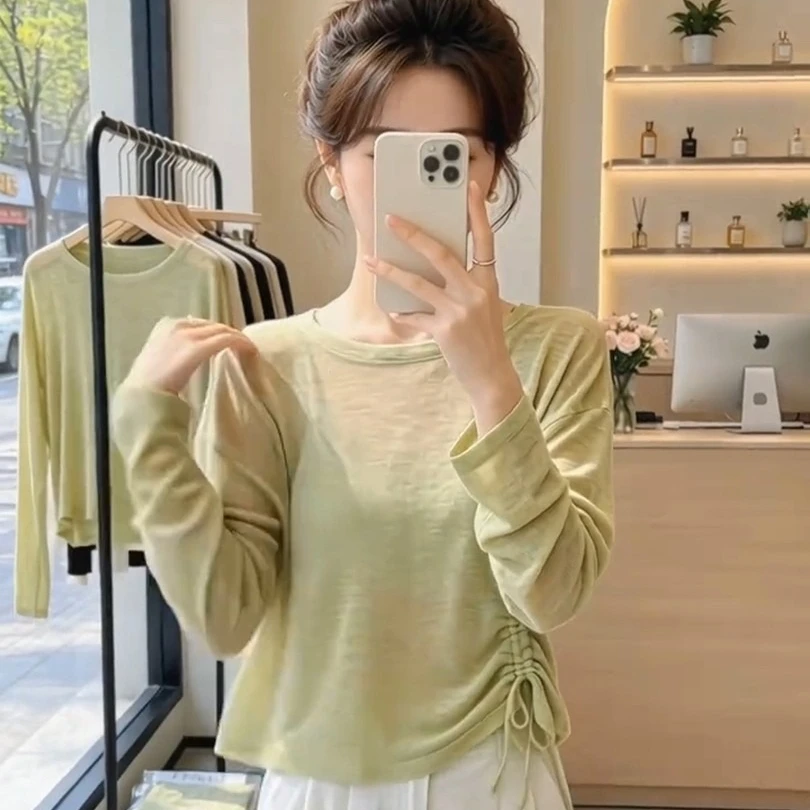 Stilvoller Kordelzug-Kurzrock mit Kühlfunktion für den Frühherbst, Langarm-Klimaanlagen-Überwurf, Schöner Sommer-Sonnenschutz für Damen – Detail 4