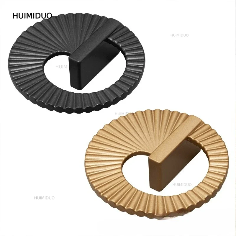 French tea gold handle solid wood furniture wardrobe door cabinet drawer kitchen new Chinese bathroom handle semi-round pair