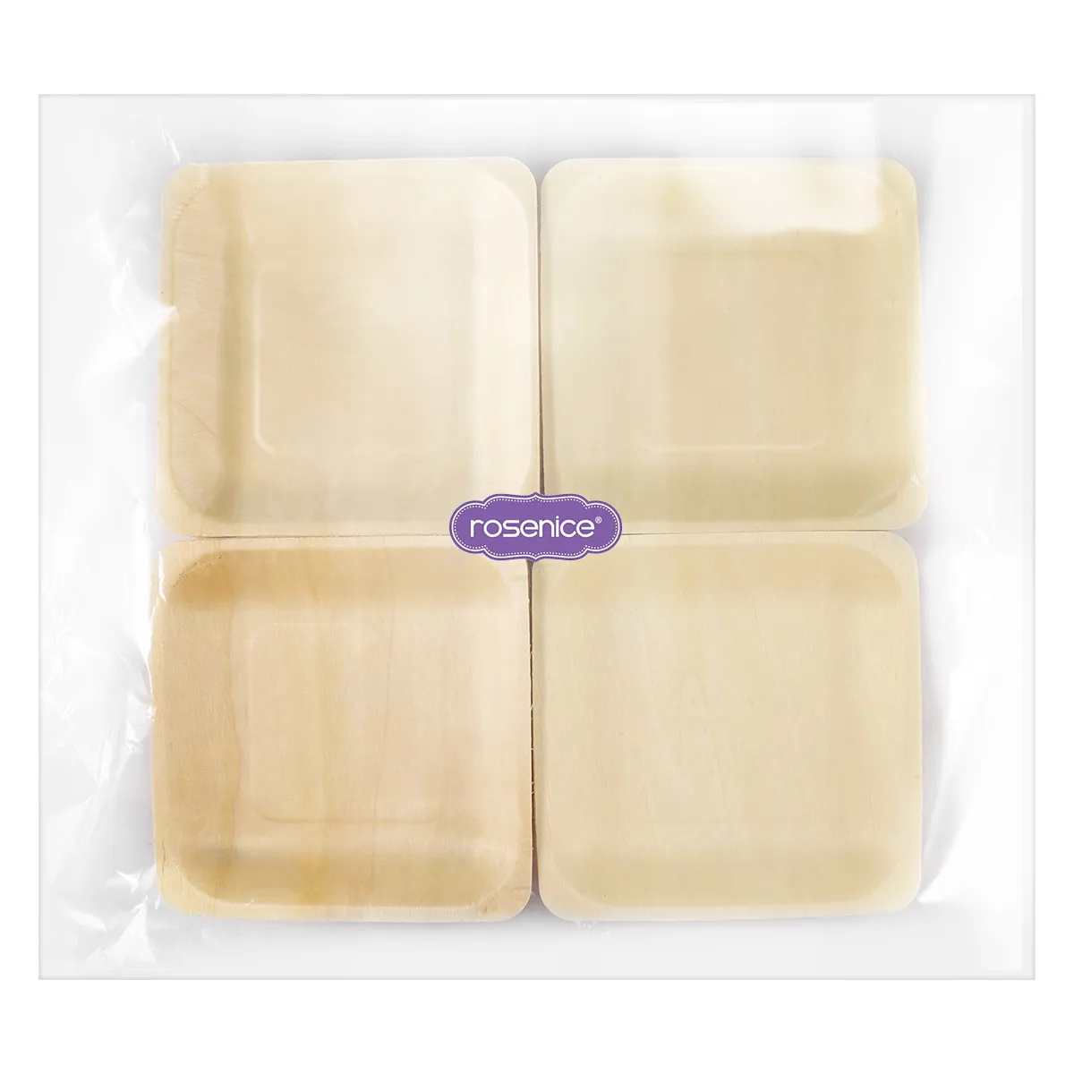 

100Pcs Square Disposable Wooden Plates 14Cm Diameter Eco Friendly Natural Wood Party Tableware for Wedding Birthday Picnic