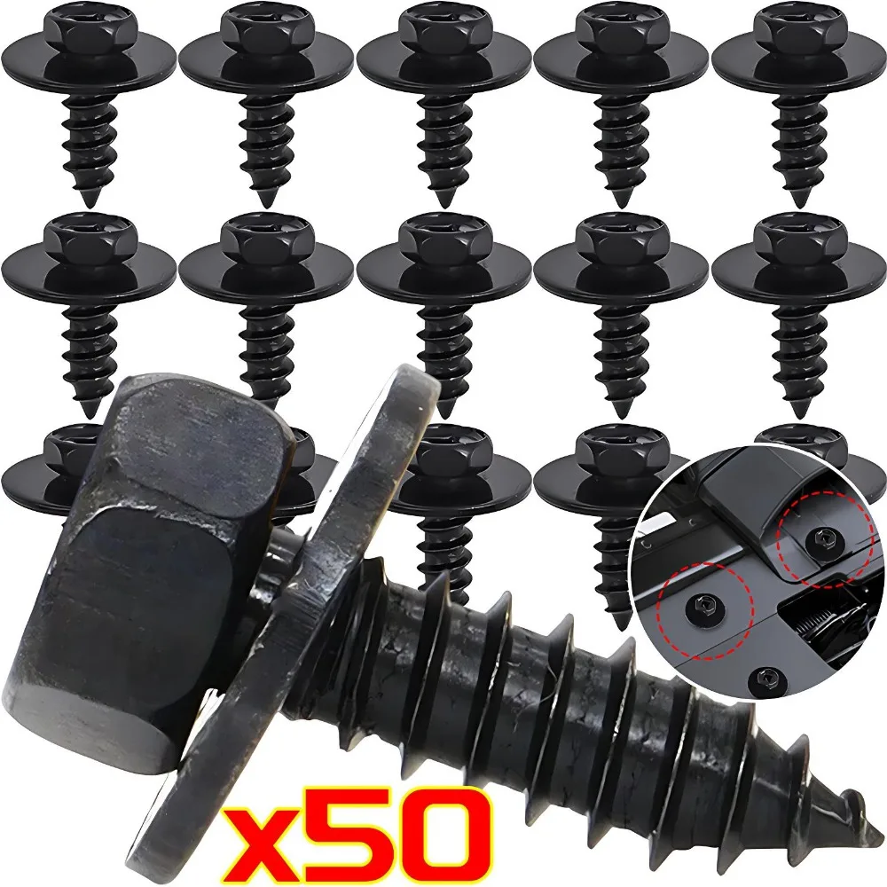 Universal Car Bumper Fender Fastener Clip Hex Head Self Tapping Screws Car Fender Splash Seal Guards Rivet Clip Screws Fasteners