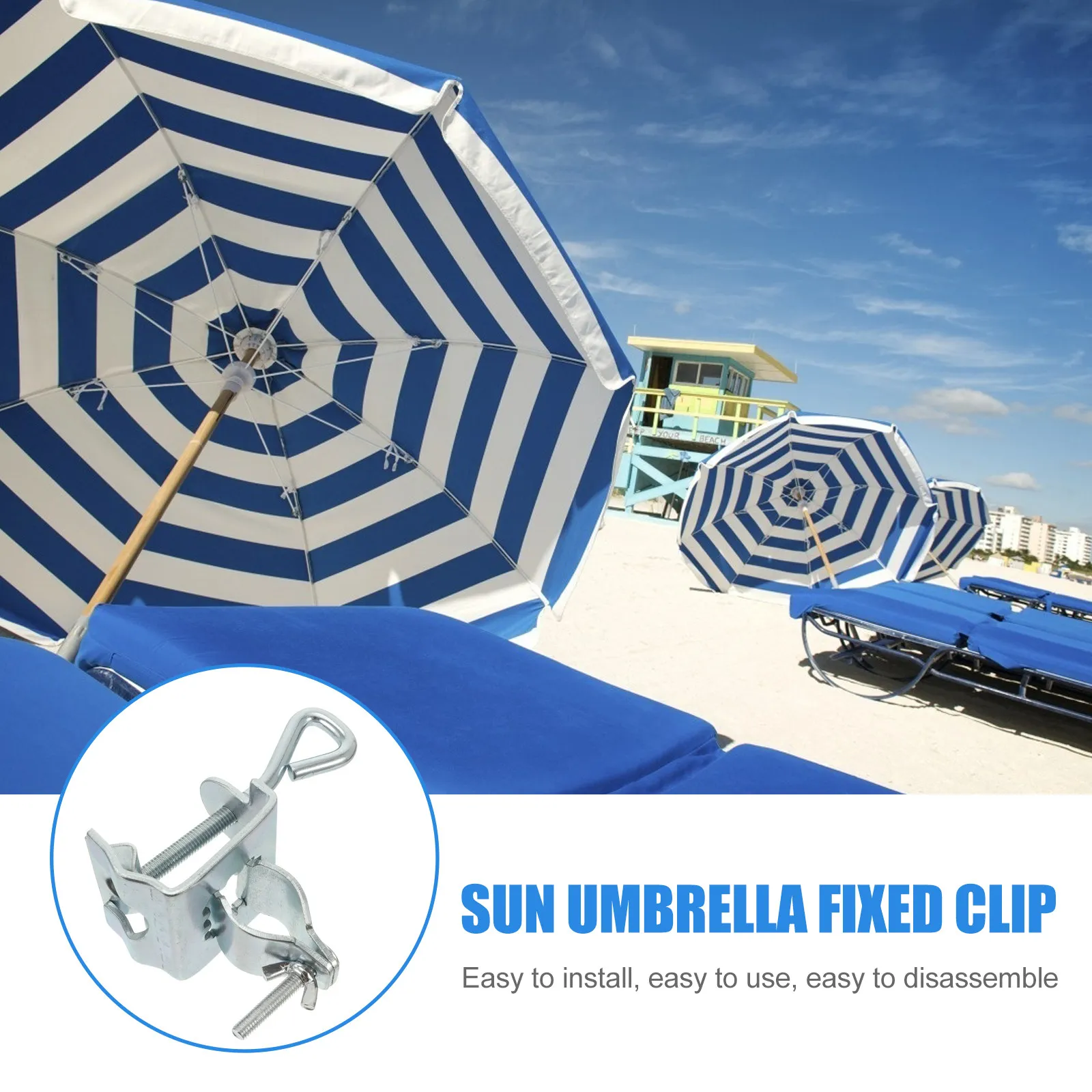 

Professional Outdoor Umbrella Fixed Clip Stable Clamp Quick Release Parasol Holder for Garden Patio Bench