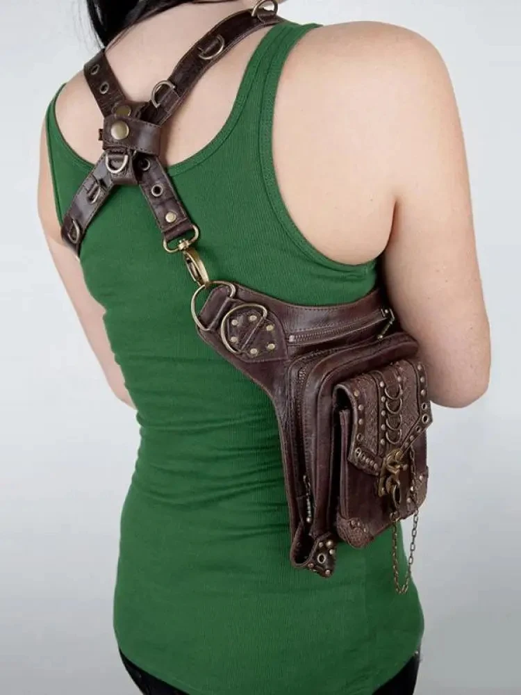 New Steampunk Motorcycle Women's Bag New Gothic Small Belt Bag Men's And Women's Messenger Bag Mini Travel Waist Bag Fanny Pack