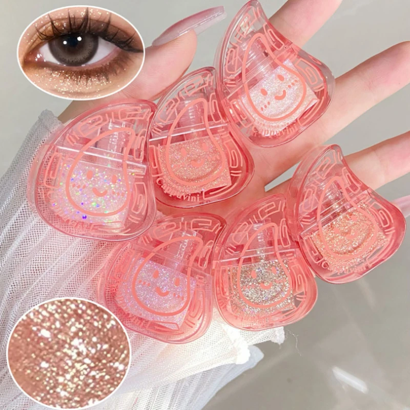 Cute Glitter Liquid Eyeshadow Highlighter Long Lasting Waterproof Eyes Makeup Eyeshadow Pearlescent Shimmer Eye Shadow Cosmetics