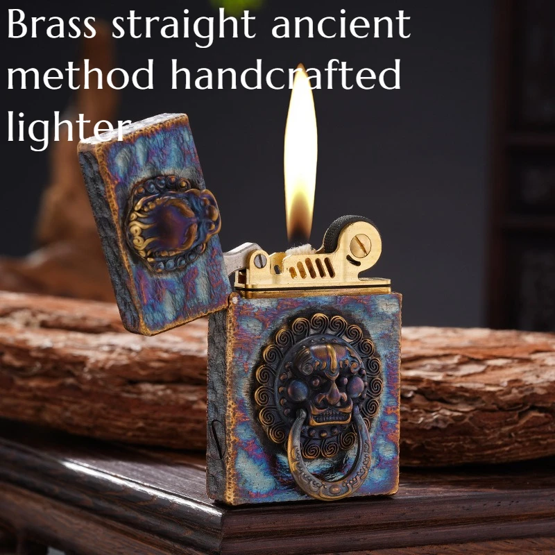 

NEW Brass Right-angle Small Heavy Armor Door Ring Traditional Handcrafted EDC Lighter Collection High-end Gift for Men