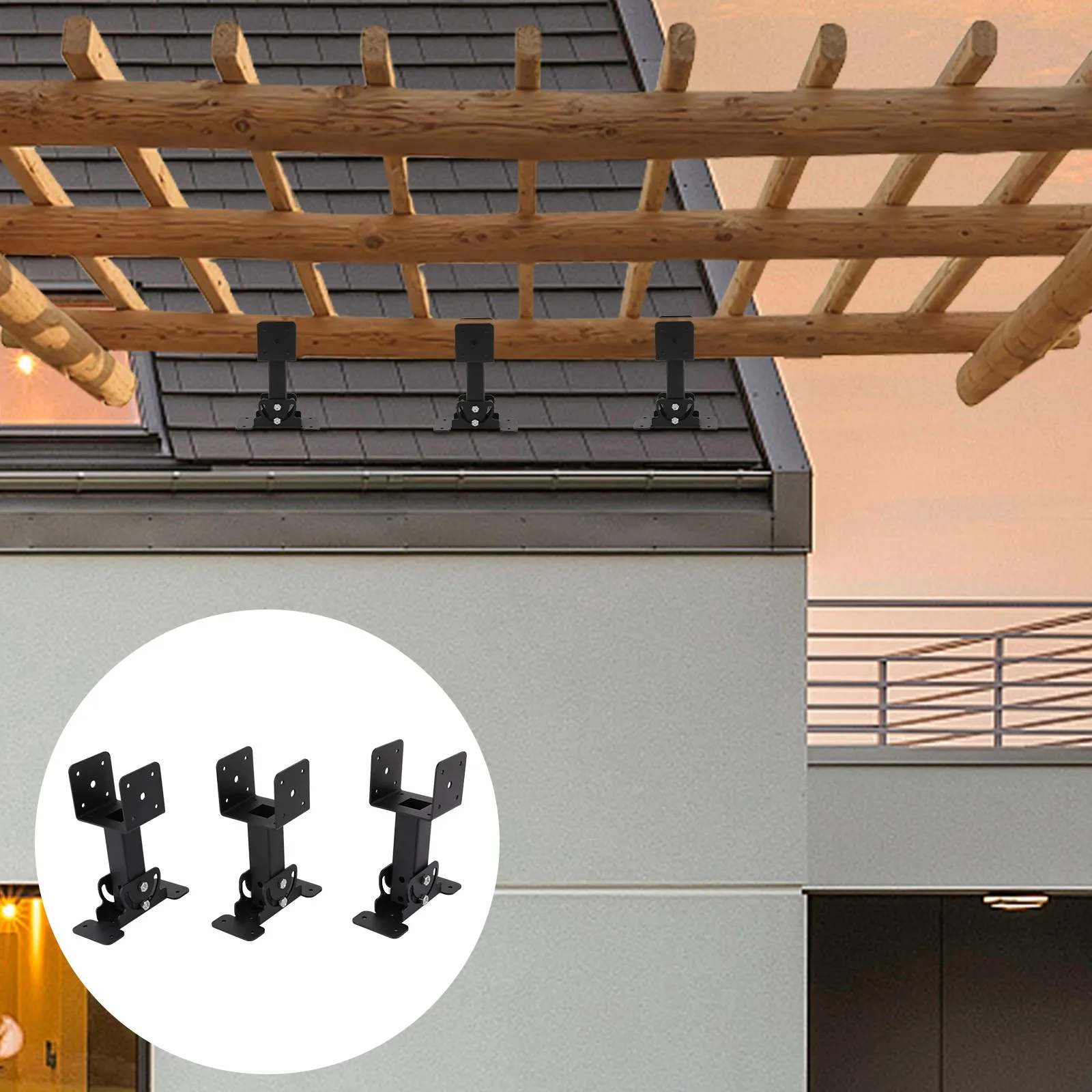 Staffa per trave da tetto in ferro di alta classe 180 ° Staffe per rialzo per tetto regolabili e resistenti